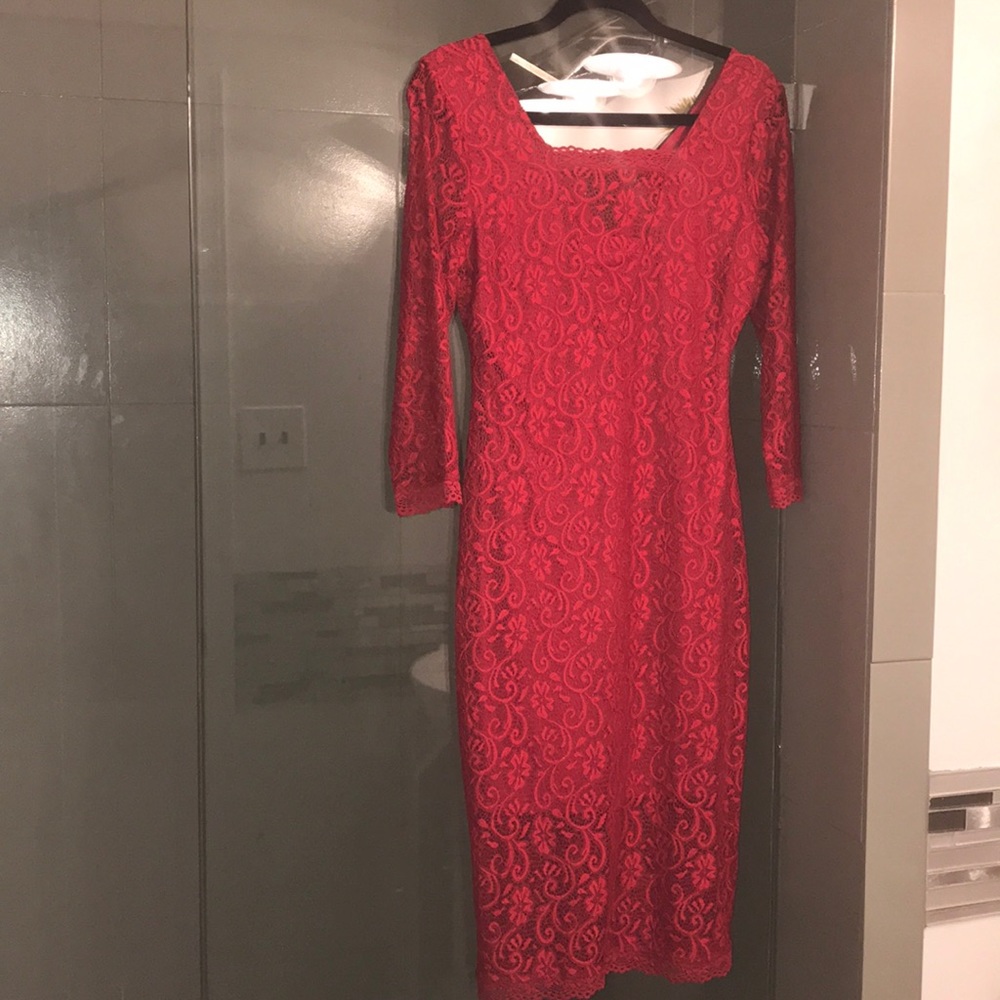 Red lace dress